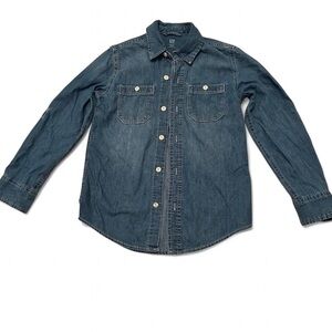 Boy’s Gap Long Sleeve Roll Tab Button Front Denim Chambray Shirt - Size M (8-9)